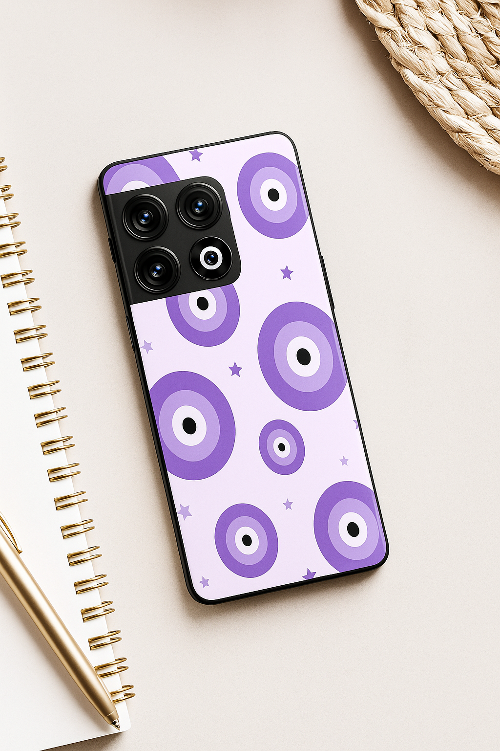 Eye Of Protection In Purple Premium Glass Back Cover For One Plus 13, 12, 11, 10, Nord Series The Case & Co