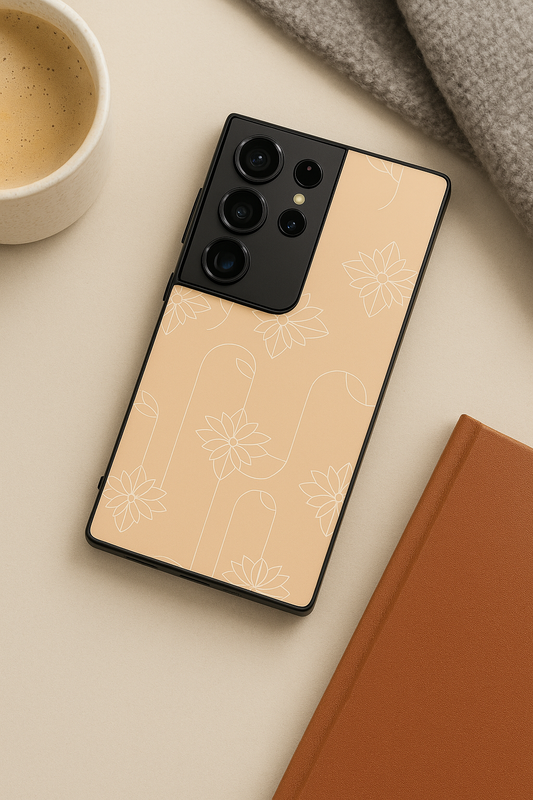 Floral Minimal Line Pattern Premium Glass Back Cover For Galaxy S, A, M & F Series The Case & Co