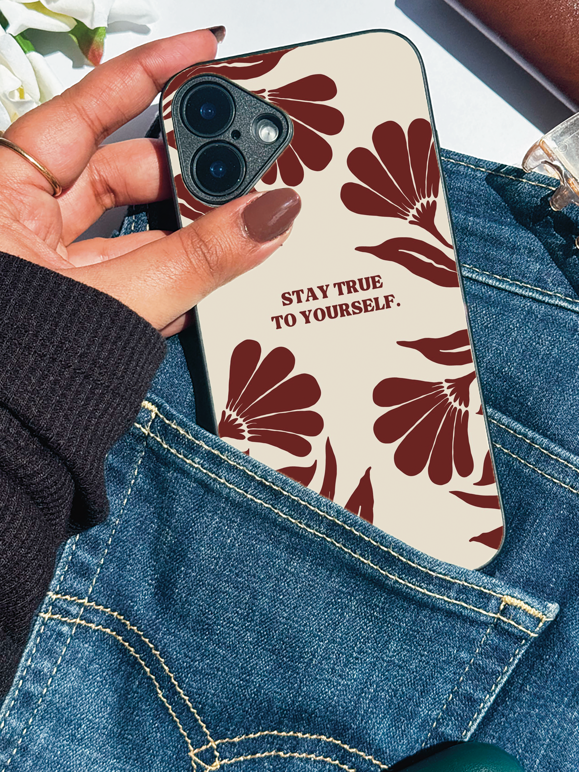 Floral Truth Premium Glass Back Cover For iPhone 11,12,13,14,15,16,17 Models The Case & Co