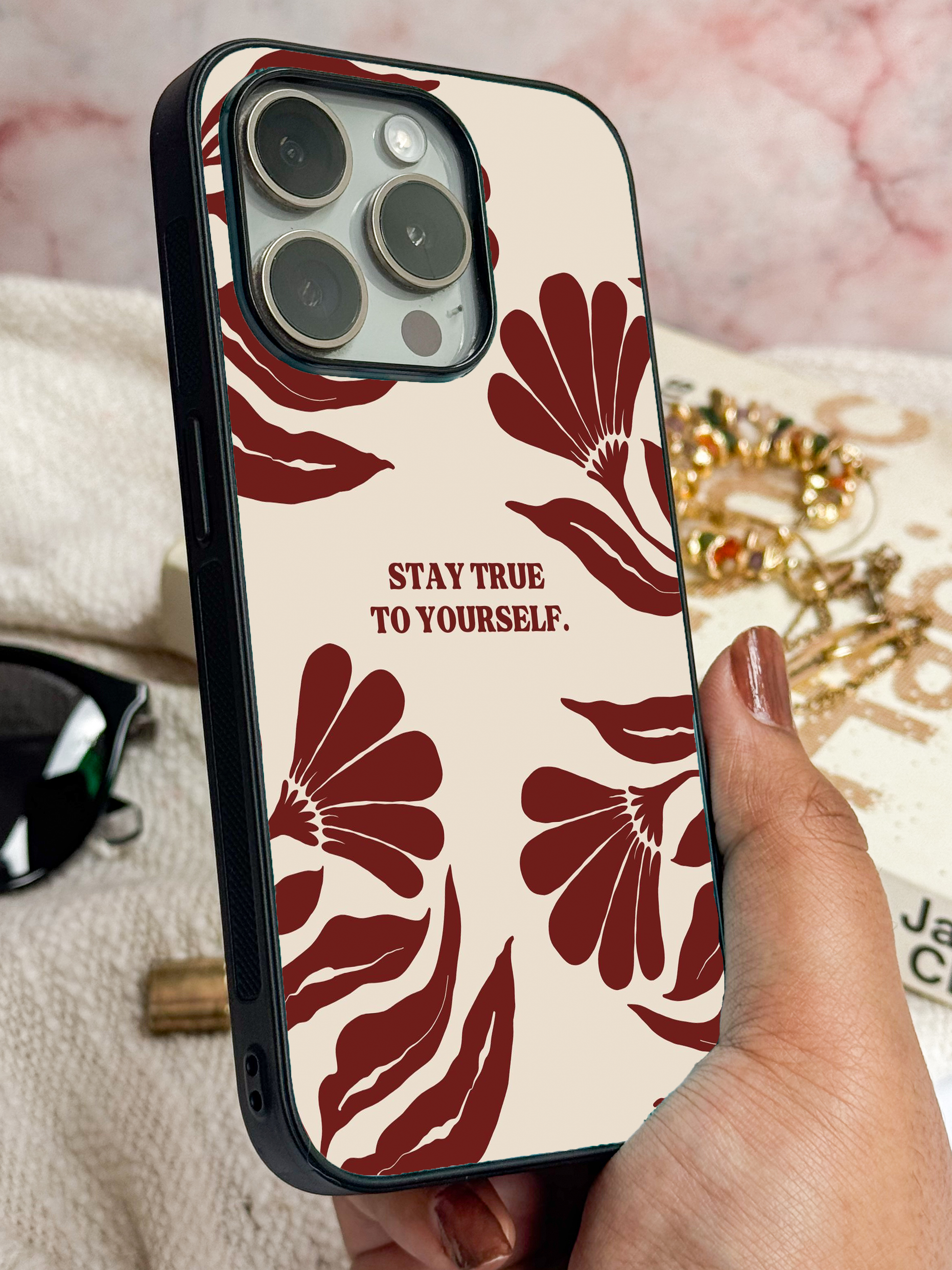 Floral Truth Premium Glass Back Cover For iPhone 11,12,13,14,15,16,17 Models The Case & Co