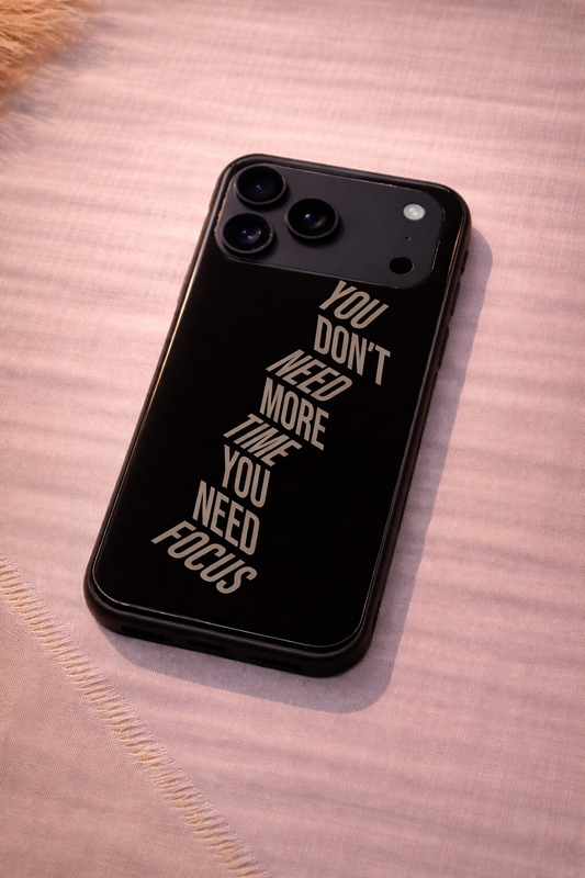 Focus VS Time Premium Glass Back Cover For iPhone 11,12,13,14,15,16,17 Models The Case & Co