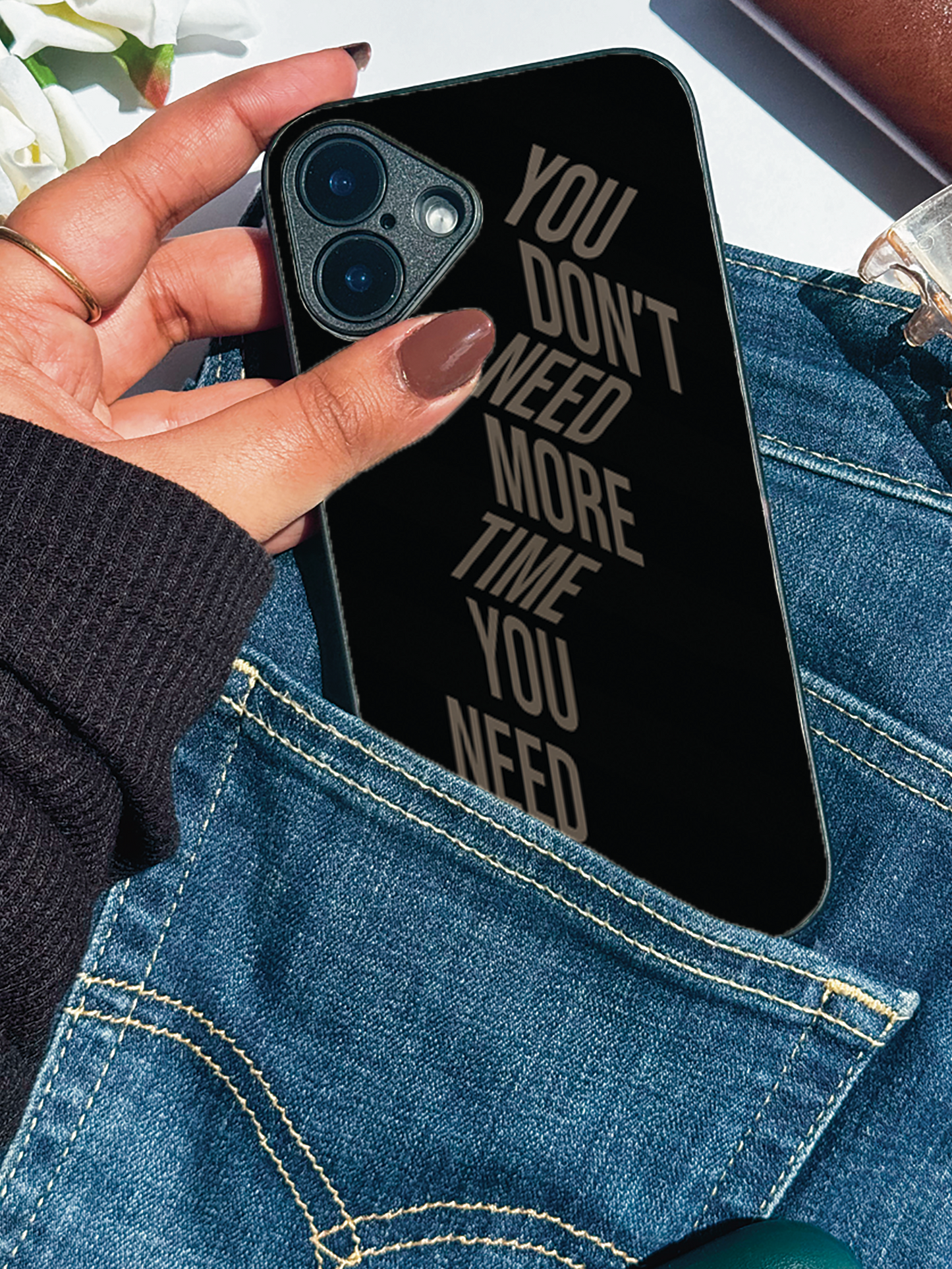 Focus VS Time Premium Glass Back Cover For iPhone 11,12,13,14,15,16,17 Models The Case & Co