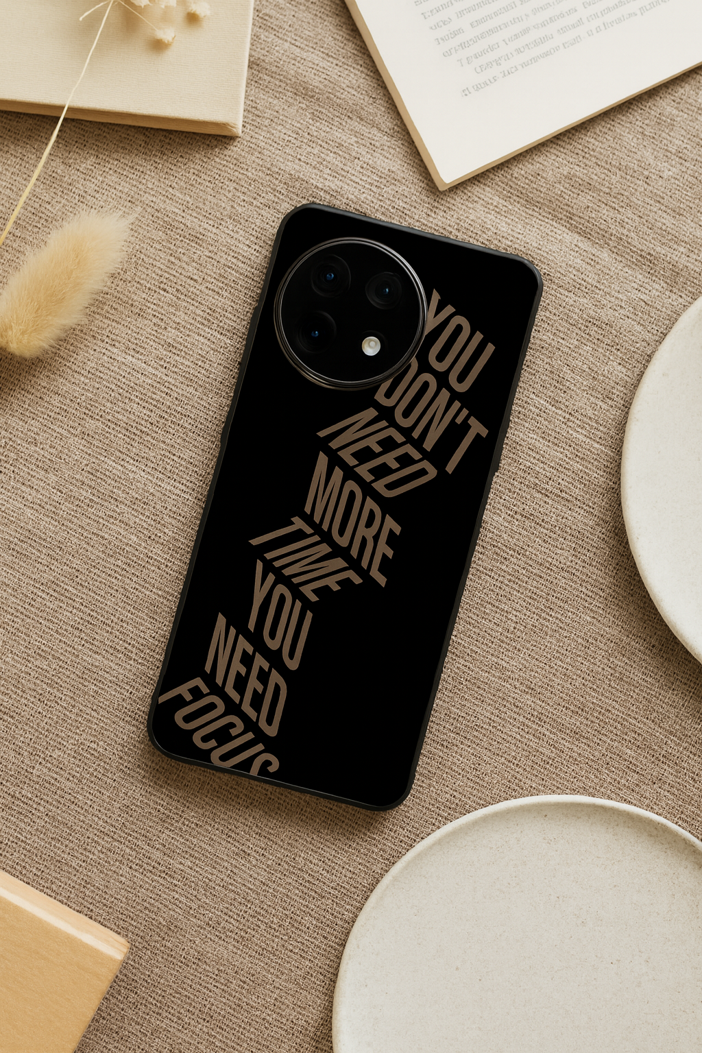 Focus Vs Time Premium Glass Back Cover For One Plus 13, 12, 11, 10, Nord Series The Case & Co