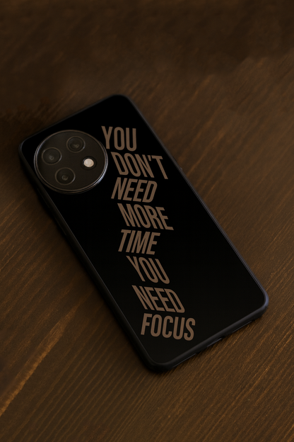 Focus Vs Time Premium Glass Back Cover For One Plus 13, 12, 11, 10, Nord Series The Case & Co