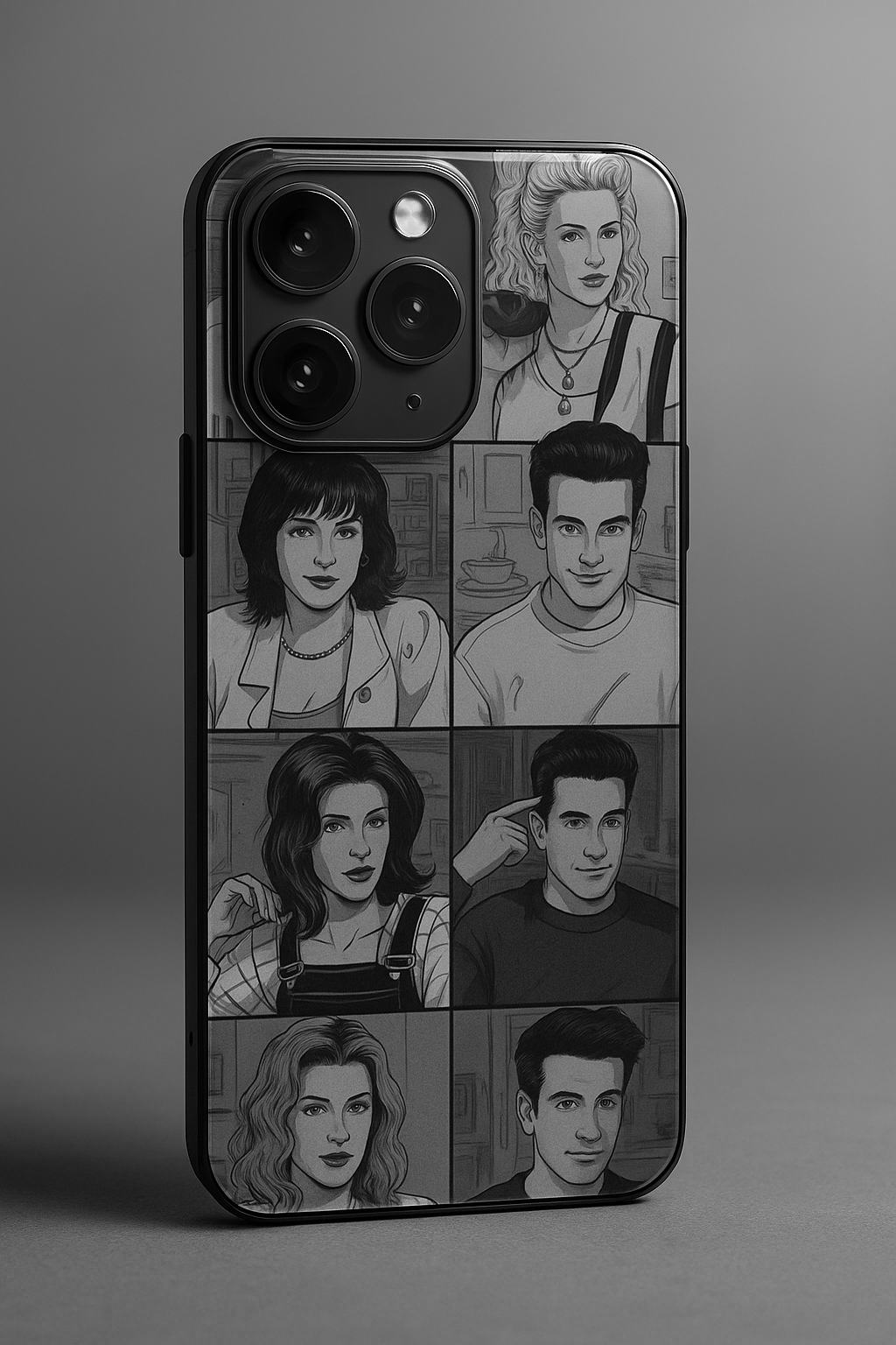 FRIENDS Black & Frame Premium Glass Back Cover For iPhone 11,12,13,14,15,16,17 Models The Case & Co