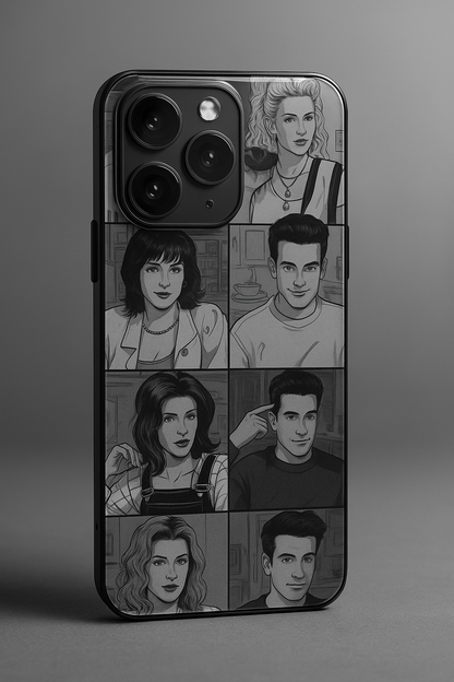 FRIENDS Black & Frame Premium Glass Back Cover For iPhone 11,12,13,14,15,16,17 Models The Case & Co