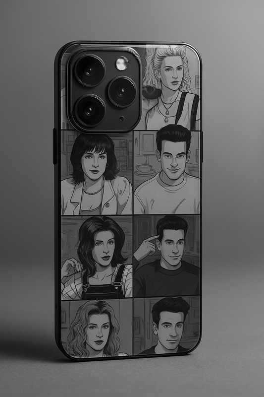 FRIENDS Black & Frame Premium Glass Back Cover For iPhone 11,12,13,14,15,16,17 Models The Case & Co