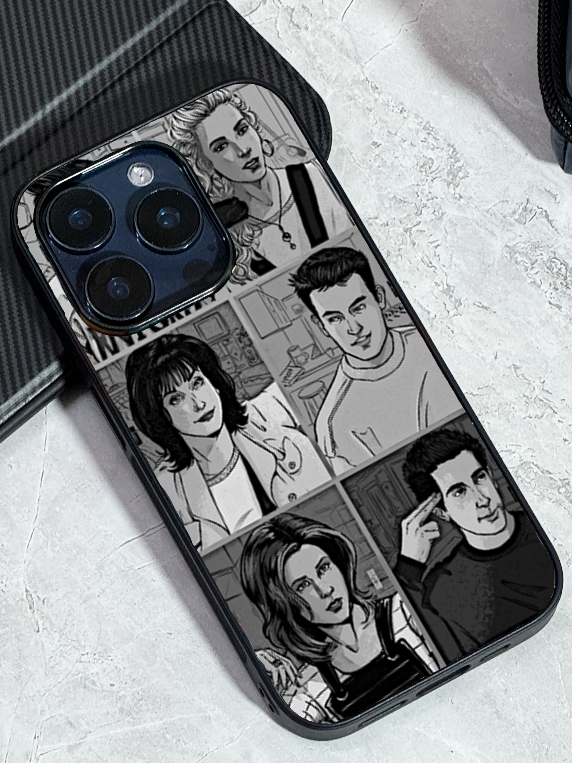 FRIENDS Black & Frame Premium Glass Back Cover For iPhone 11,12,13,14,15,16,17 Models The Case & Co