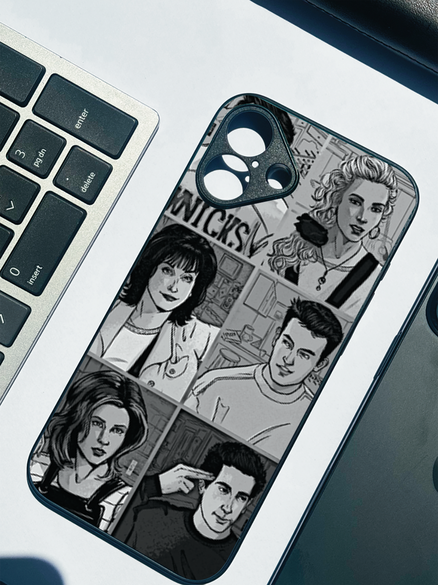 FRIENDS Black & Frame Premium Glass Back Cover For iPhone 11,12,13,14,15,16,17 Models The Case & Co