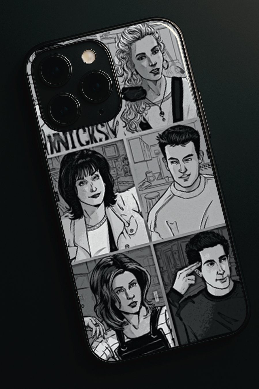 FRIENDS Black & Frame Premium Glass Back Cover For iPhone 11,12,13,14,15,16,17 Models The Case & Co