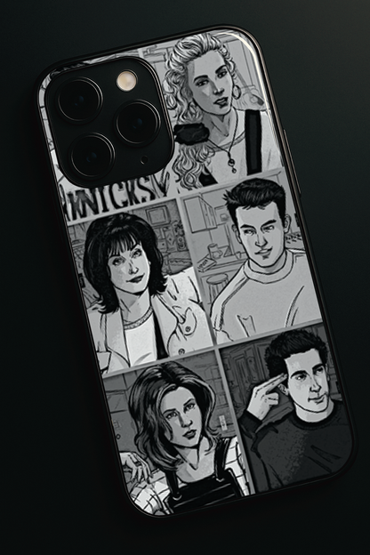 FRIENDS Black & Frame Premium Glass Back Cover For iPhone 11,12,13,14,15,16,17 Models The Case & Co