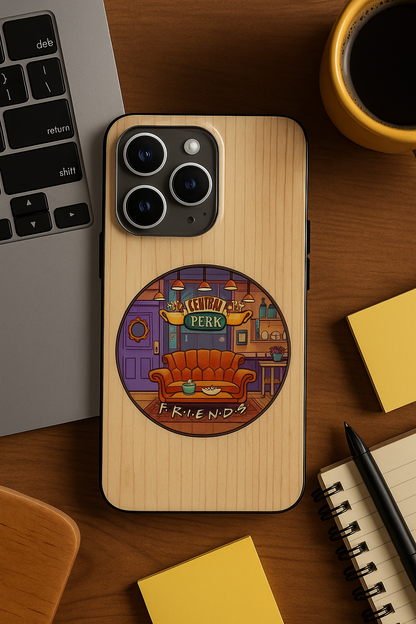 FRIENDS Coffee & Couch Premium Glass Back Cover For iPhone 11,12,13,14,15,16,17 Models The Case & Co