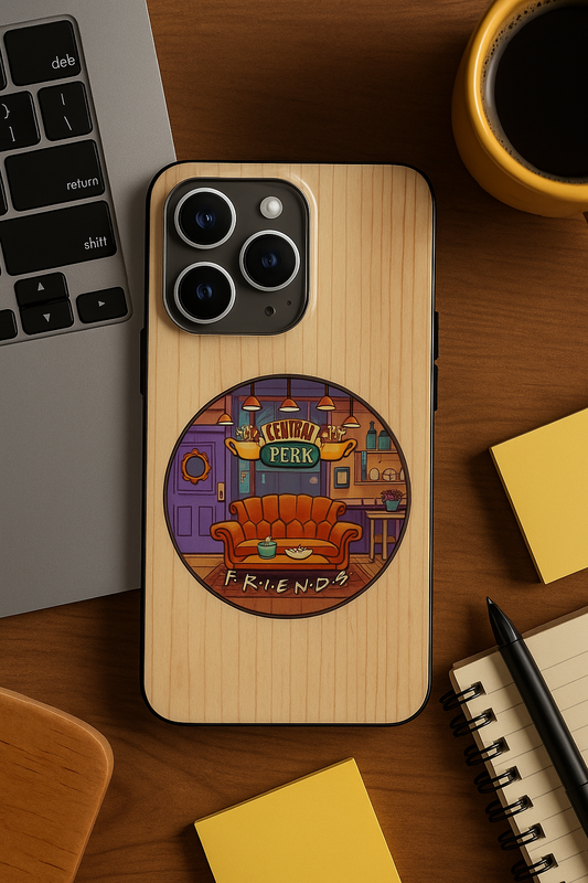 FRIENDS Coffee & Couch Premium Glass Back Cover For iPhone 11,12,13,14,15,16,17 Models The Case & Co