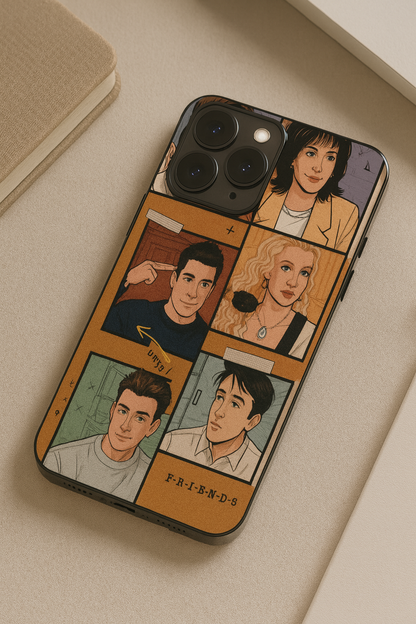 FRIENDS Pop Art Squad Premium Glass Back Cover For iPhone 11,12,13,14,15,16,17 Models The Case & Co
