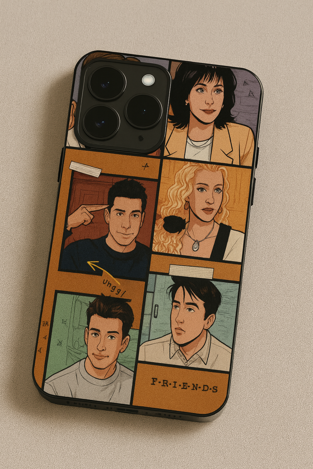 FRIENDS Pop Art Squad Premium Glass Back Cover For iPhone 11,12,13,14,15,16,17 Models The Case & Co