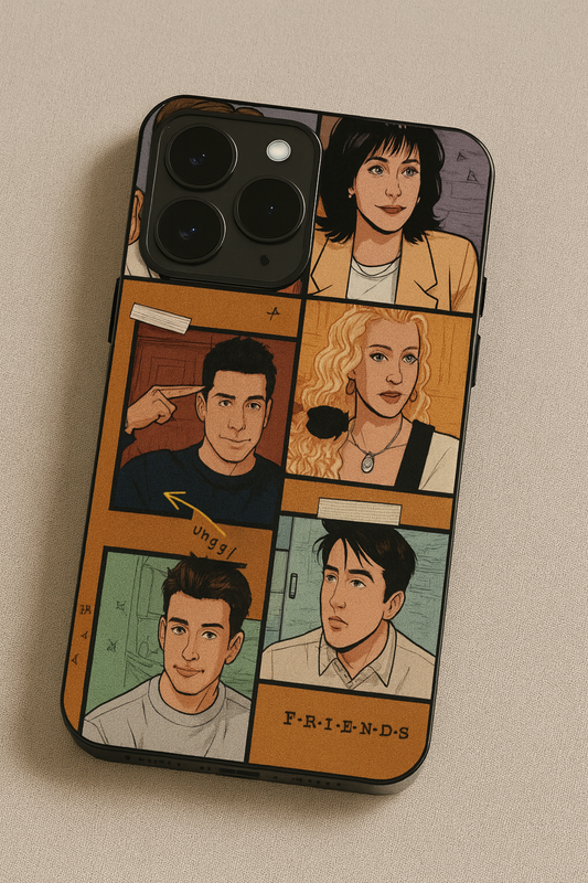 FRIENDS Pop Art Squad Premium Glass Back Cover For iPhone 11,12,13,14,15,16,17 Models The Case & Co