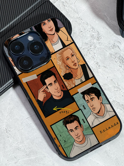 FRIENDS Pop Art Squad Premium Glass Back Cover For iPhone 11,12,13,14,15,16,17 Models The Case & Co