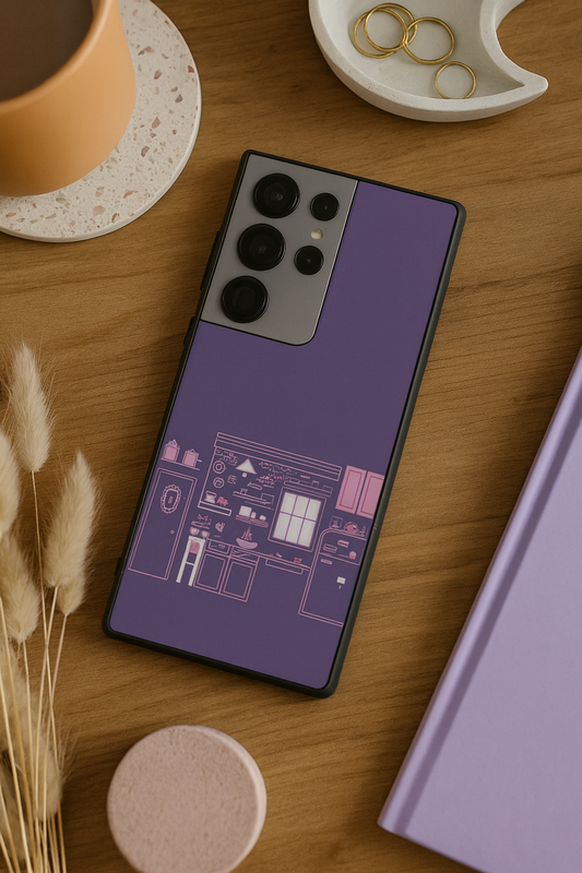 FRIENDS Purple Door Dreams Premium Glass Back Cover For Galaxy S, A, M & F Series The Case & Co