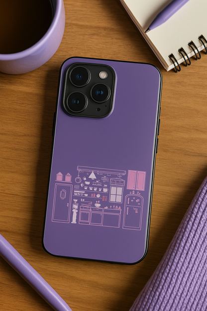 FRIENDS Purple Door Dreams Premium Glass Back Cover For iPhone 11,12,13,14,15,16,17 Models The Case & Co