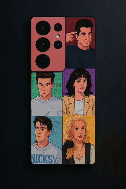 FRIENDS Retro Reels Premium Glass Back Cover For Galaxy S, A, M & F Series The Case & Co