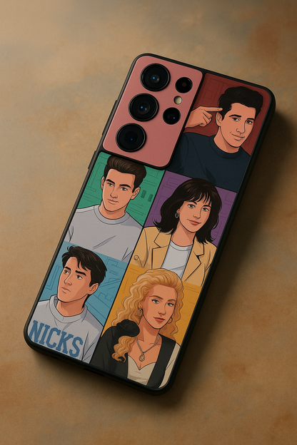 FRIENDS Retro Reels Premium Glass Back Cover For Galaxy S, A, M & F Series The Case & Co