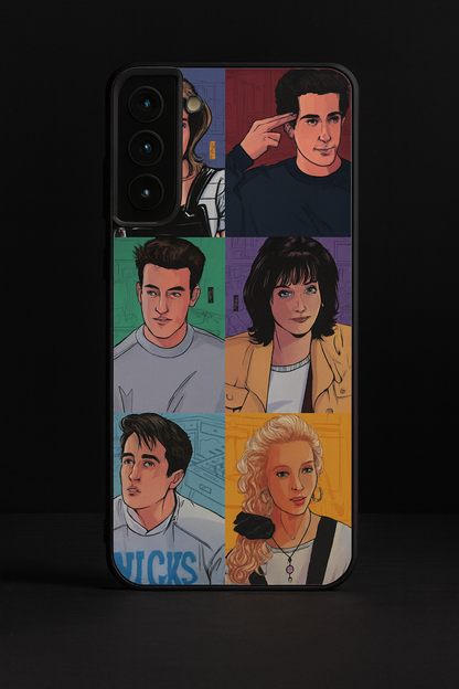 FRIENDS Retro Reels Premium Glass Back Cover For Galaxy S, A, M & F Series The Case & Co