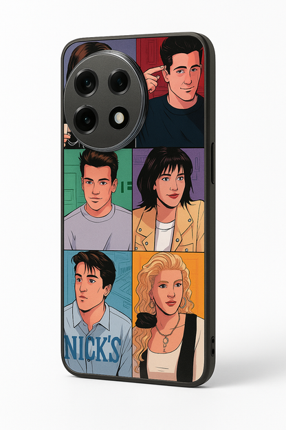 FRIENDS Retro Reels Premium Glass Back Cover For One Plus 13, 12, 11, 10, Nord Series The Case & Co