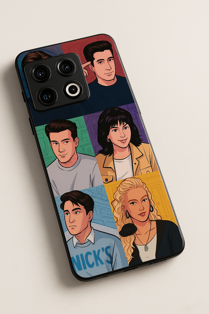FRIENDS Retro Reels Premium Glass Back Cover For One Plus 13, 12, 11, 10, Nord Series The Case & Co