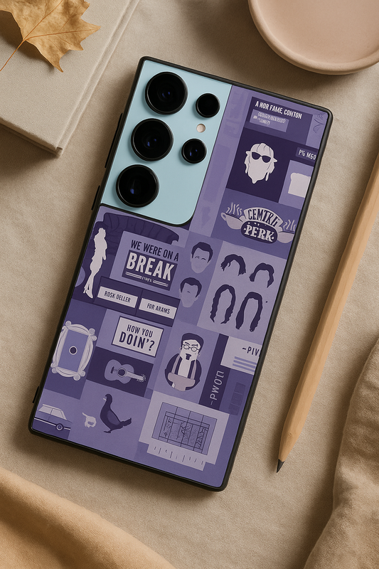 FRIENDS The Icon Grid Premium Glass Back Cover For Galaxy S, A, M & F Series The Case & Co