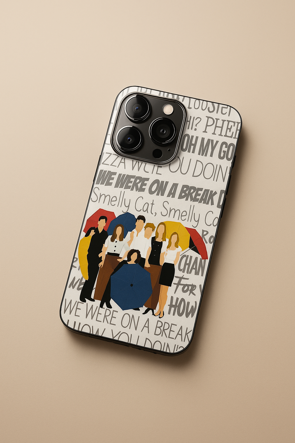 FRIENDS Umbrella Squad Premium Glass Back Cover For iPhone 11,12,13,14,15,16,17 Models The Case & Co