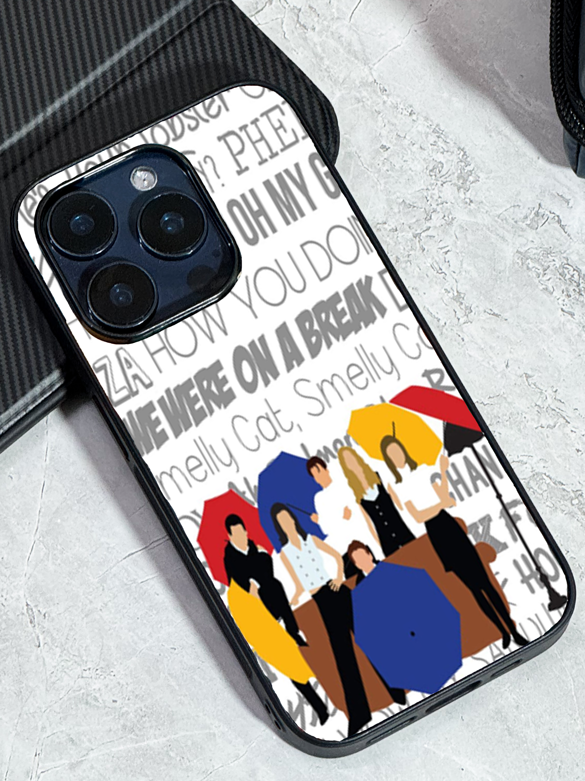 FRIENDS Umbrella Squad Premium Glass Back Cover For iPhone 11,12,13,14,15,16,17 Models The Case & Co
