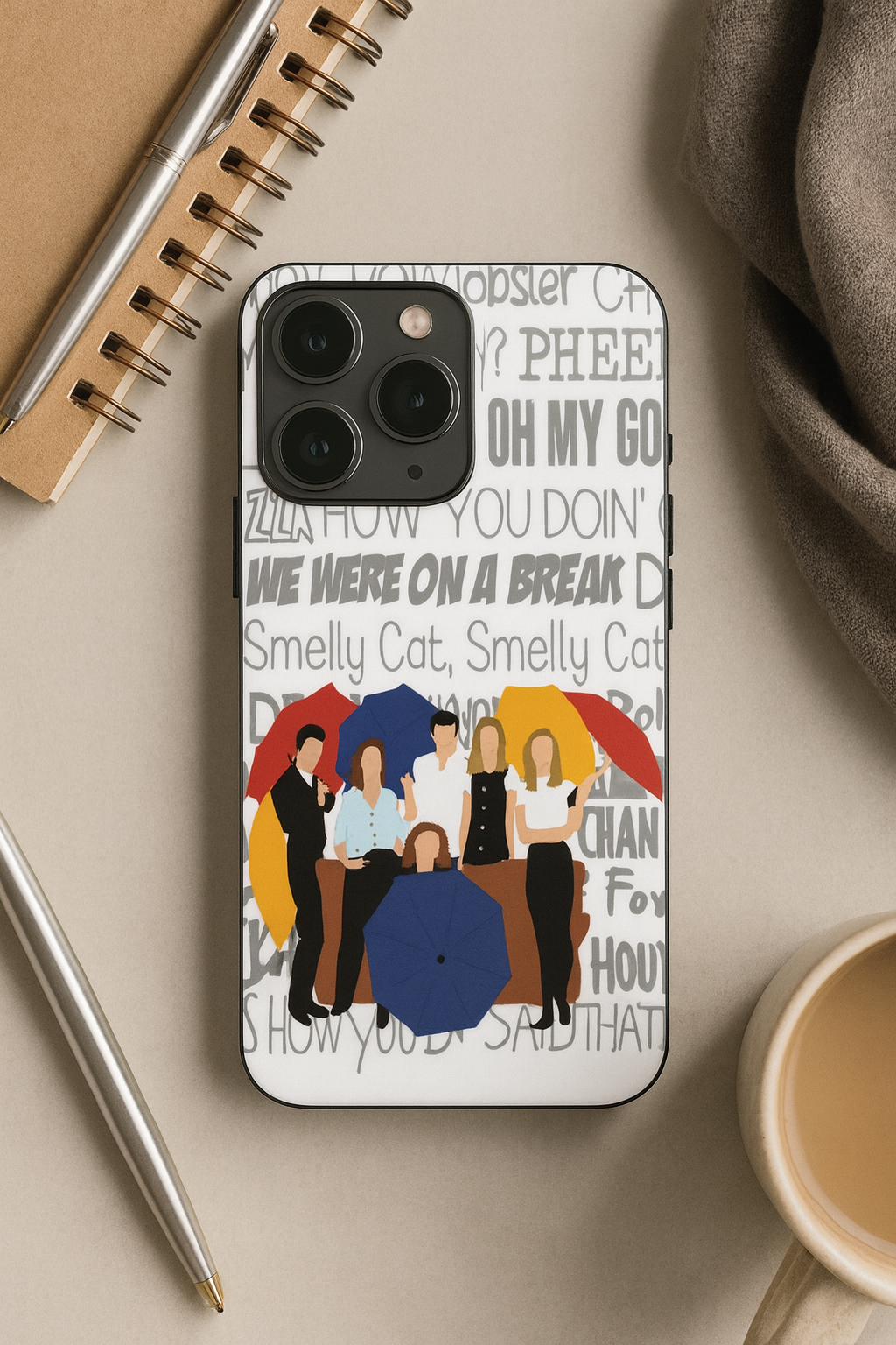 FRIENDS Umbrella Squad Premium Glass Back Cover For iPhone 11,12,13,14,15,16,17 Models The Case & Co
