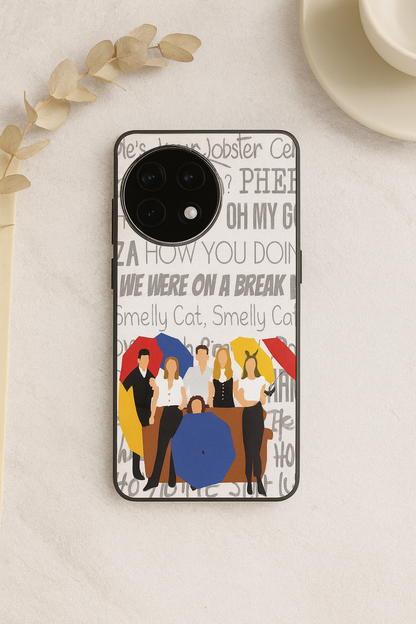 FRIENDS Umbrella Squad Premium Glass Back Cover For One Plus 13, 12, 11, 10, Nord Series The Case & Co
