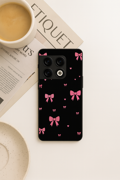 Glam Bow Premium Glass Back Cover For One Plus 13, 12, 11, 10, Nord Series The Case & Co