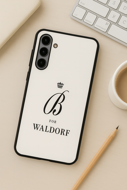 Gossip Girl Crowned Initials Premium Glass Back Cover For Galaxy S, A, M & F Series The Case & Co