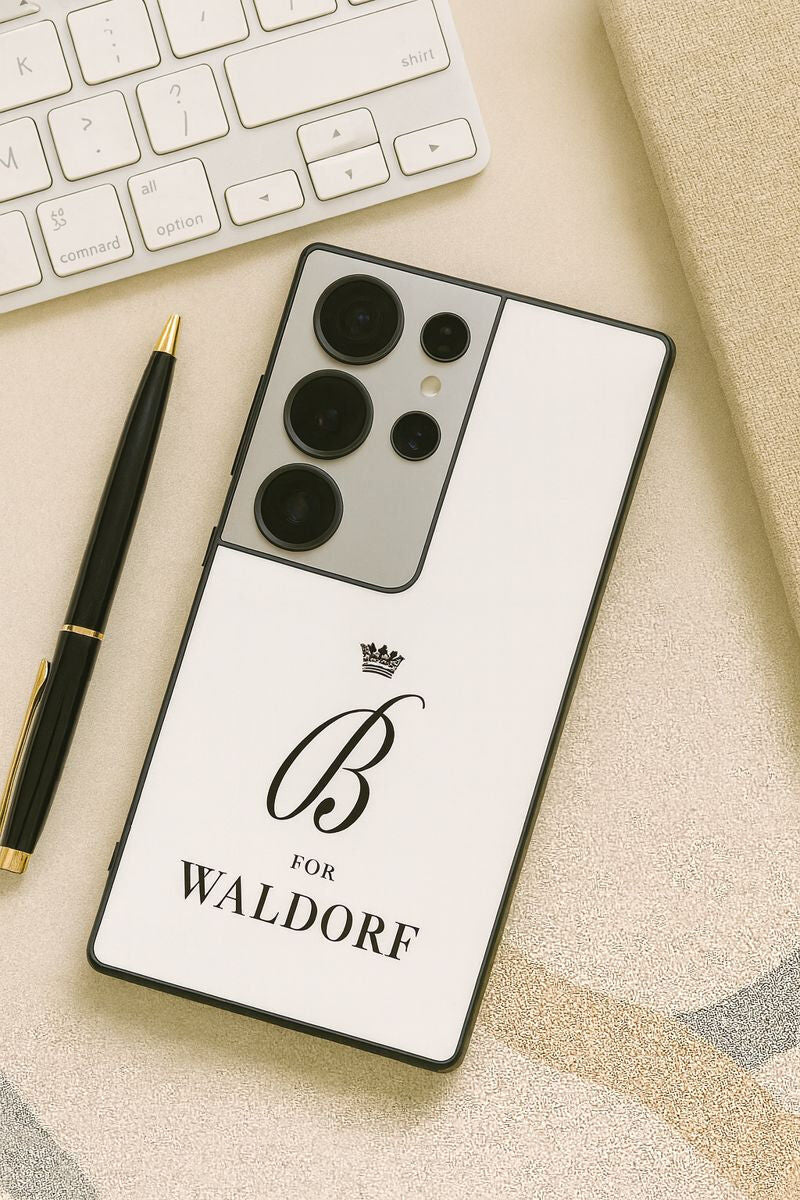 Gossip Girl Crowned Initials Premium Glass Back Cover For Galaxy S, A, M & F Series The Case & Co