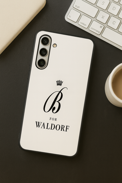 Gossip Girl Crowned Initials Premium Glass Back Cover For Galaxy S, A, M & F Series The Case & Co