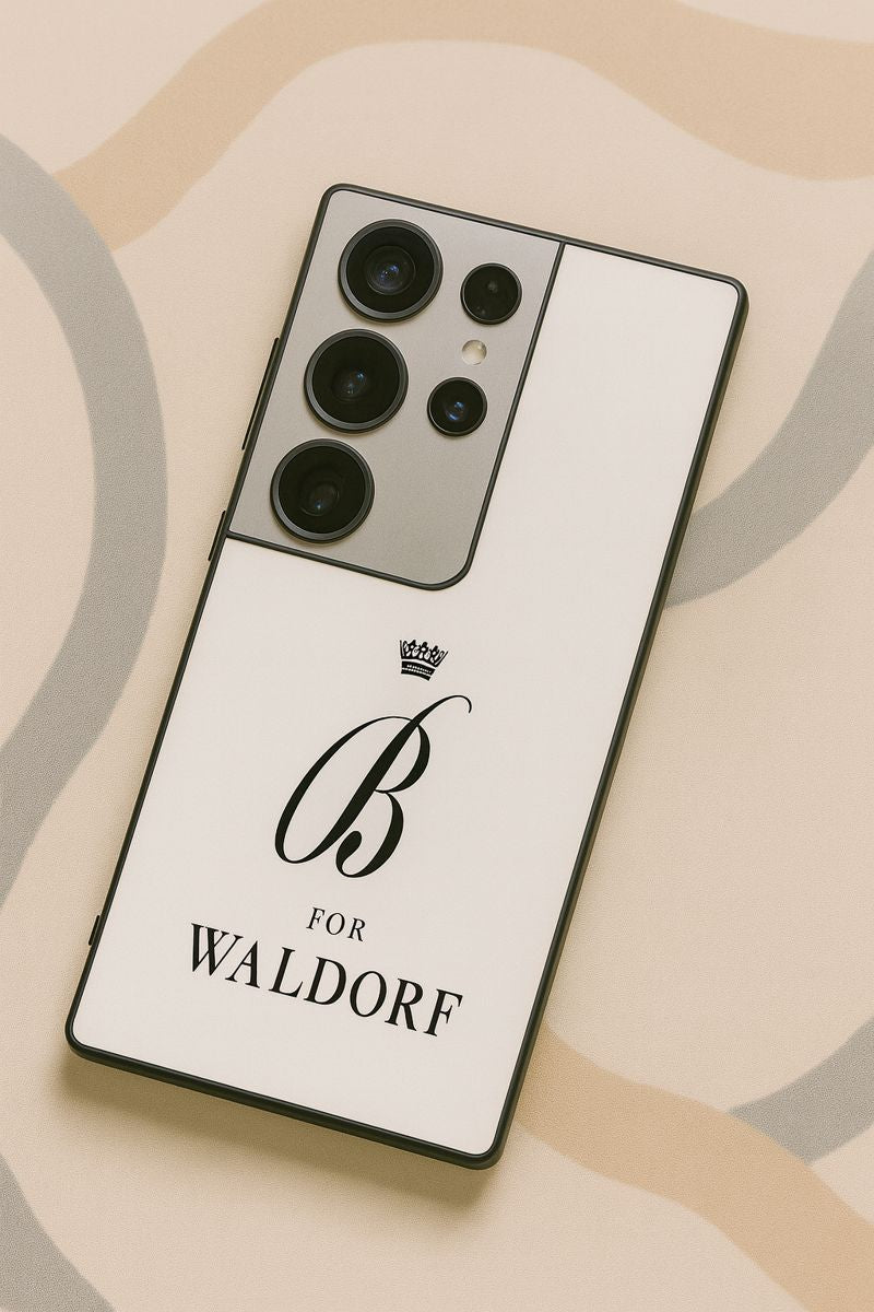 Gossip Girl Crowned Initials Premium Glass Back Cover For Galaxy S, A, M & F Series The Case & Co