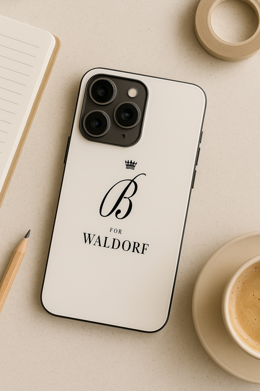 Gossip Girl Crowned Initials Premium Glass Back Cover For iPhone 11,12,13,14,15,16,17 Models The Case & Co