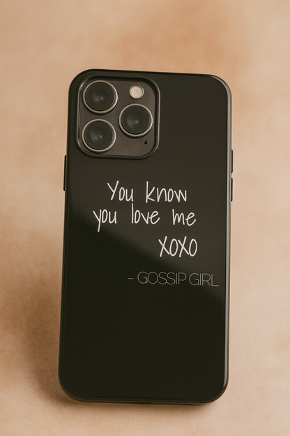 GOSSIP GIRL Scandal Script Premium Glass Back Cover For iPhone 11,12,13,14,15,16,17 Models The Case & Co