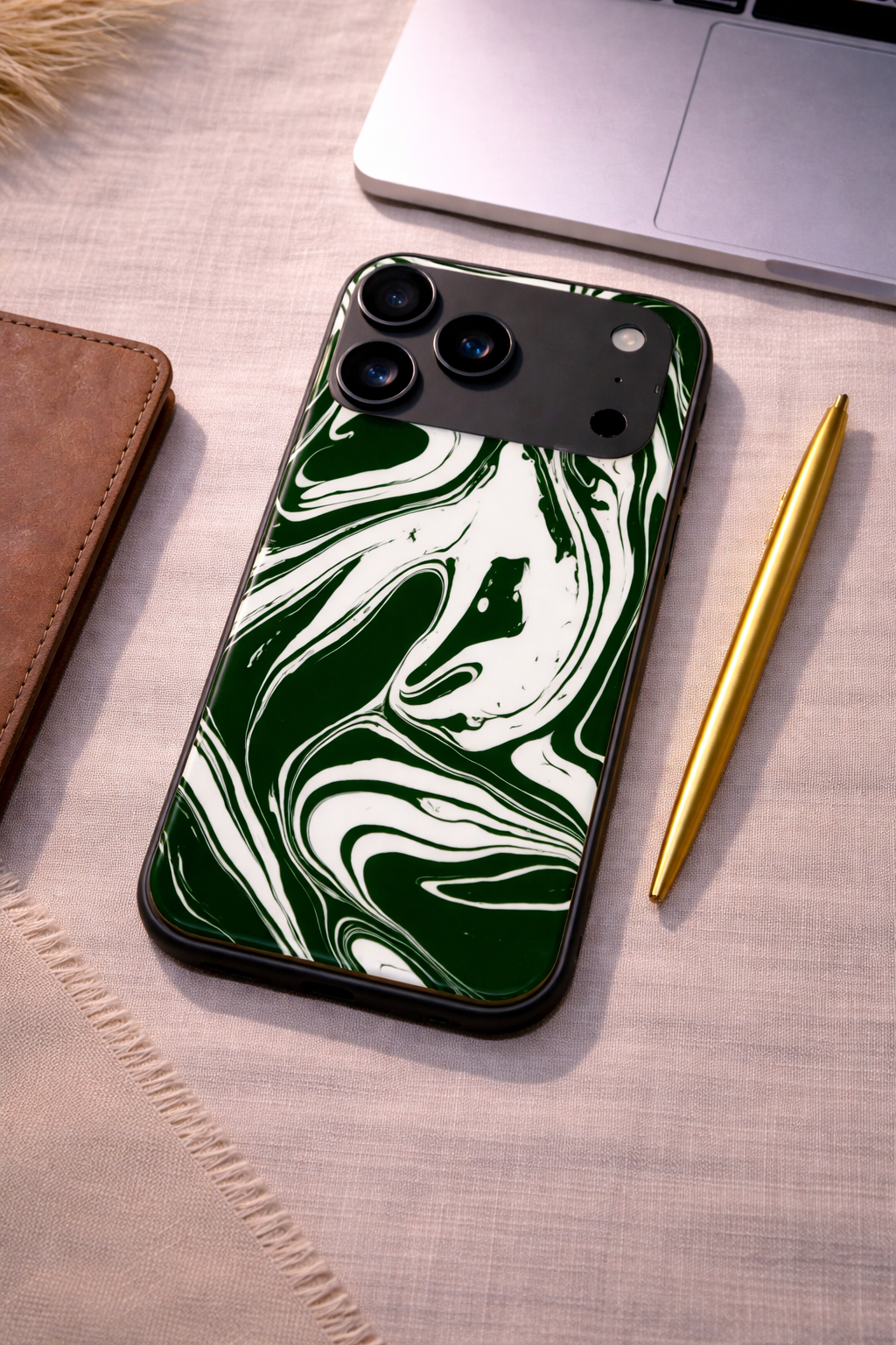 Grassy Marble   Premium Glass Back Cover For iPhone 11,12,13,14,15,16,17 Models The Case & Co