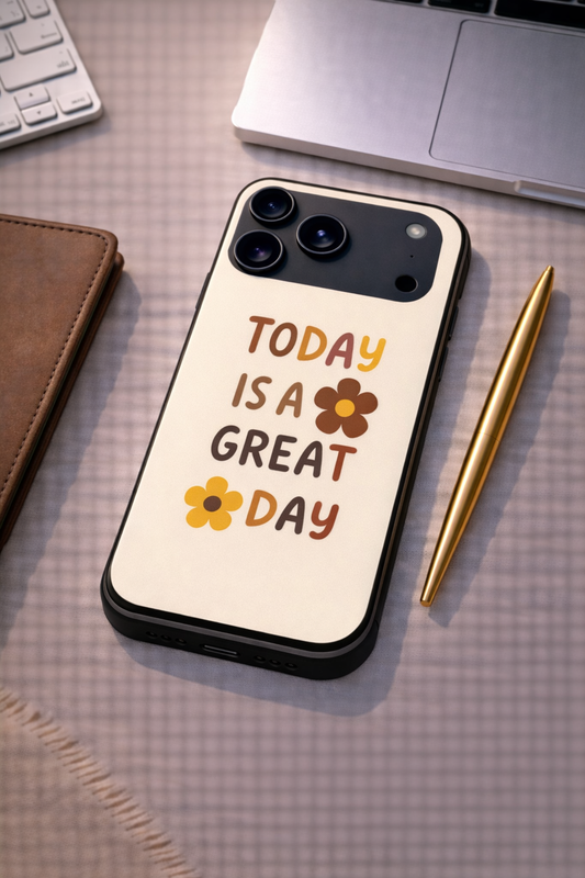Great Day Premium Glass Back Cover For iPhone 11,12,13,14,15,16,17 Models The Case & Co