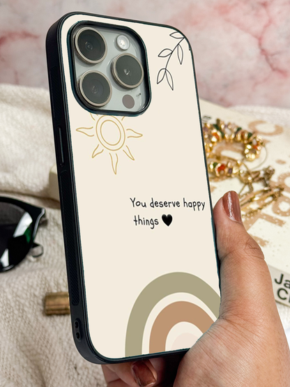 Happy Things Premium Glass Back Cover For iPhone 11,12,13,14,15,16,17 Models The Case & Co