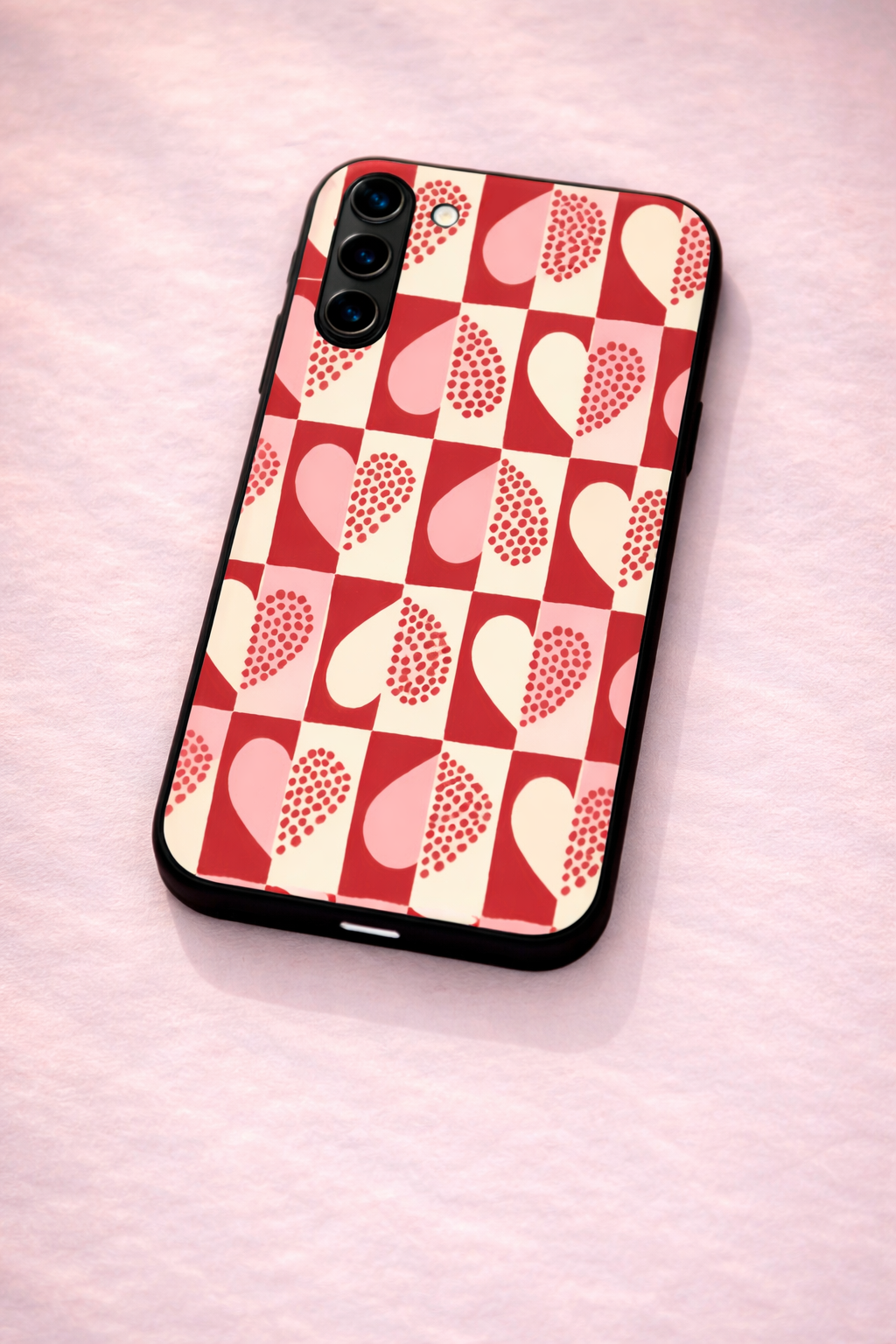 Hearts Pattern Premium Glass Back Cover For Galaxy S, A, M & F Series The Case & Co