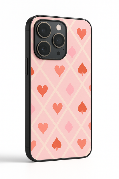 Hearts Play Premium Glass Back Cover For iPhone 11,12,13,14,15,16,17 Models The Case & Co