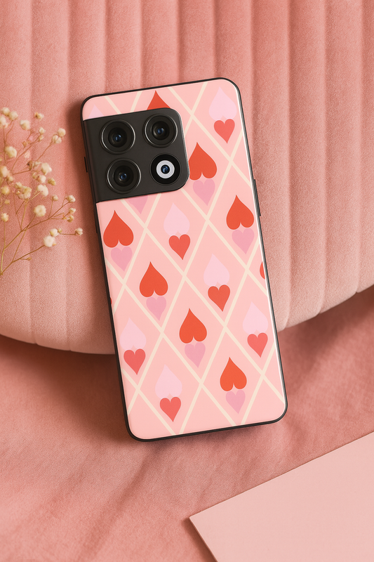Hearts Play Premium Glass Back Cover For One Plus 13, 12, 11, 10, Nord Series The Case & Co