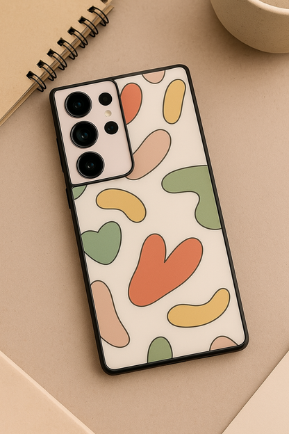 Heartsy Abstract Premium Glass Back Cover For Galaxy S, A, M & F Series The Case & Co