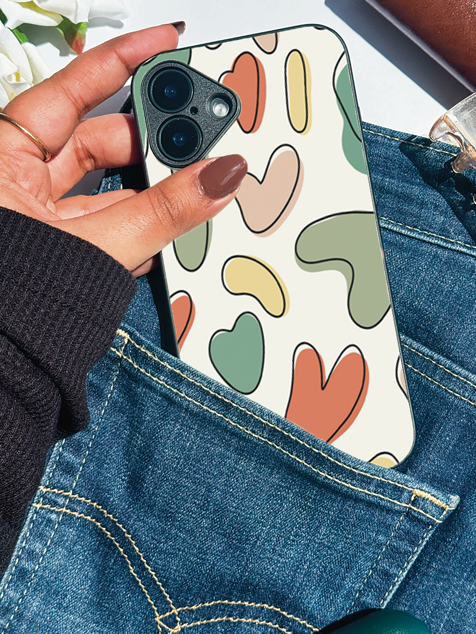 Heartsy Abstract Premium Glass Back Cover For iPhone 11,12,13,14,15,16,17 Models The Case & Co