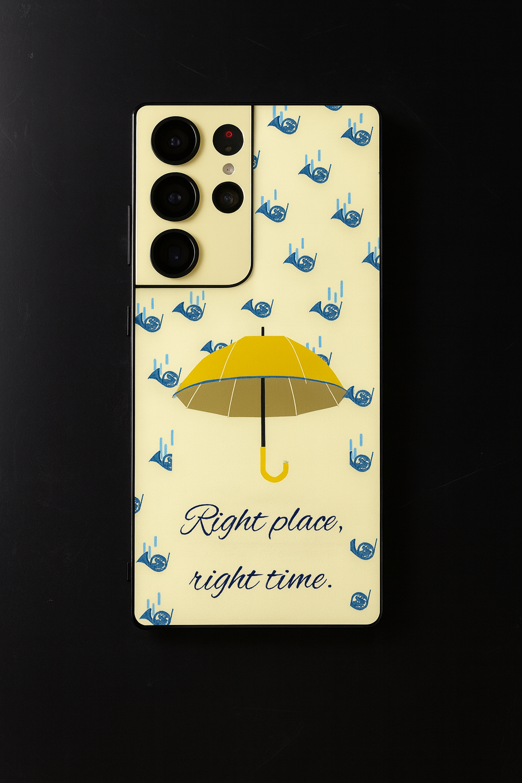 HIMYM Right Place Right Time Premium Glass Back Cover For Galaxy S, A, M & F Series The Case & Co