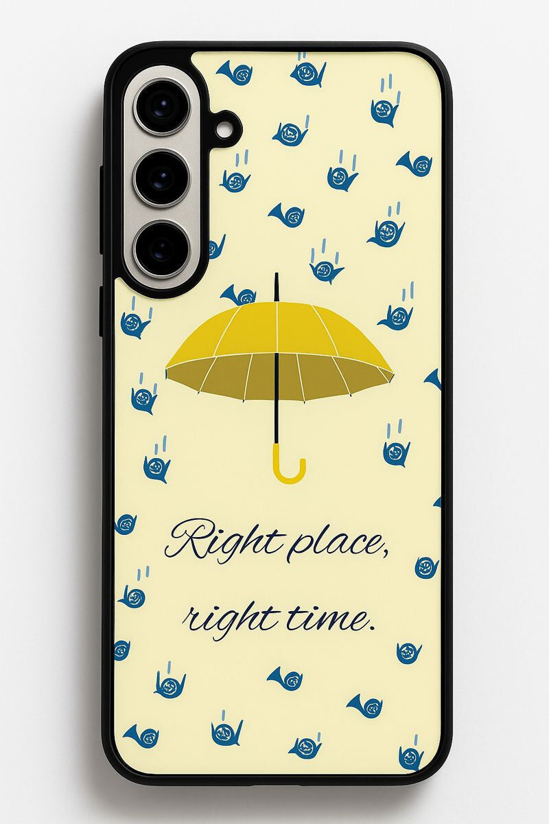 HIMYM Right Place Right Time Premium Glass Back Cover For Galaxy S, A, M & F Series The Case & Co